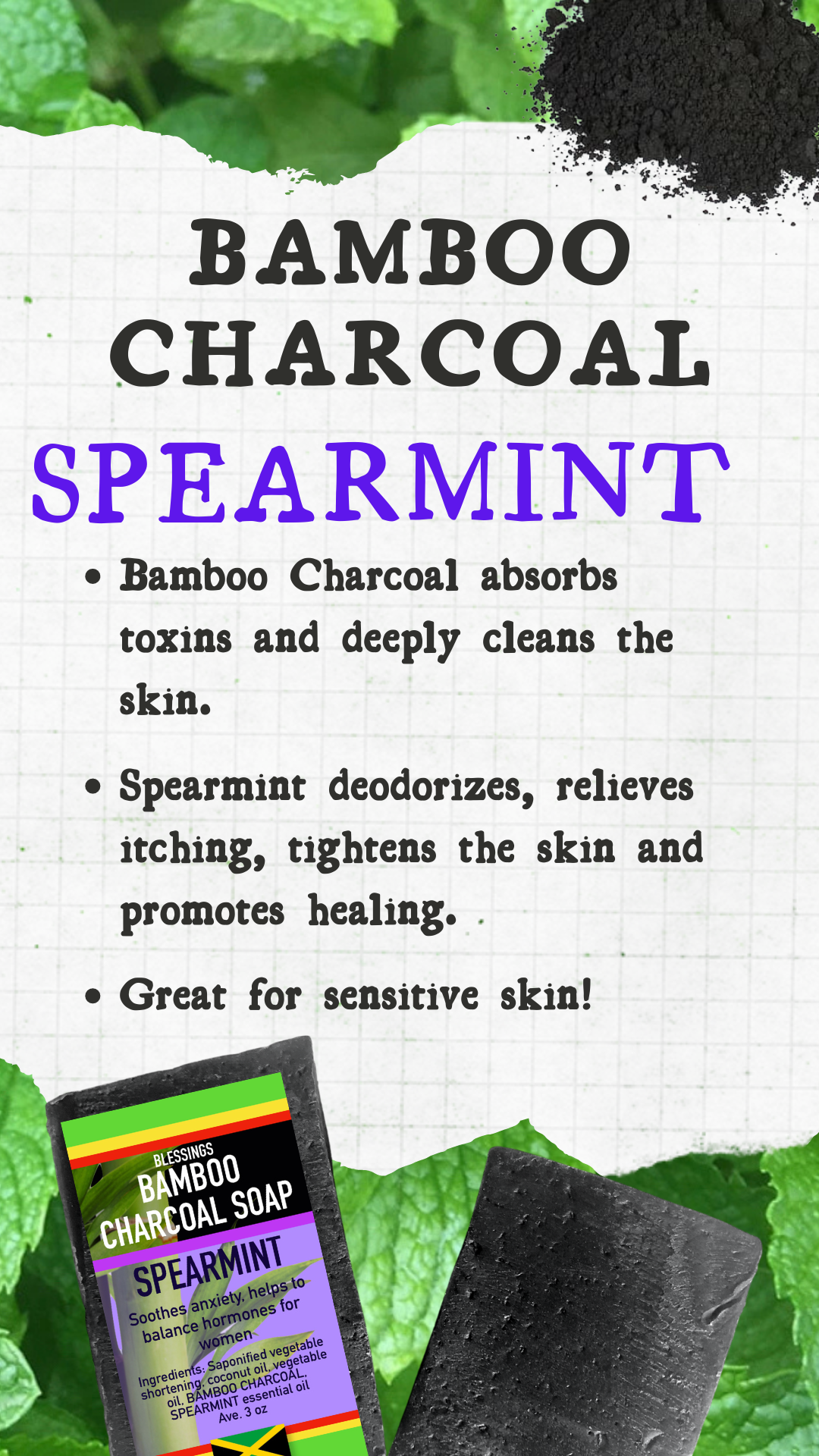 Bamboo Charcoal Spearmint Soap