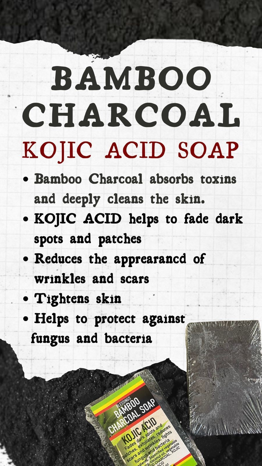 Bamboo Charcoal Kojic Acid Soap