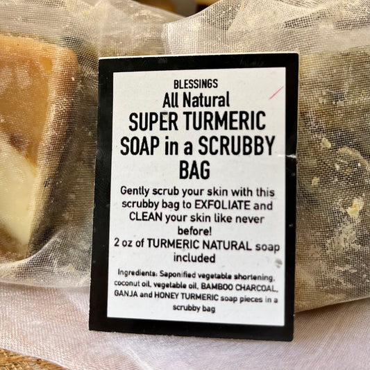 Super Turmeric Soap in a Scrubby Bag